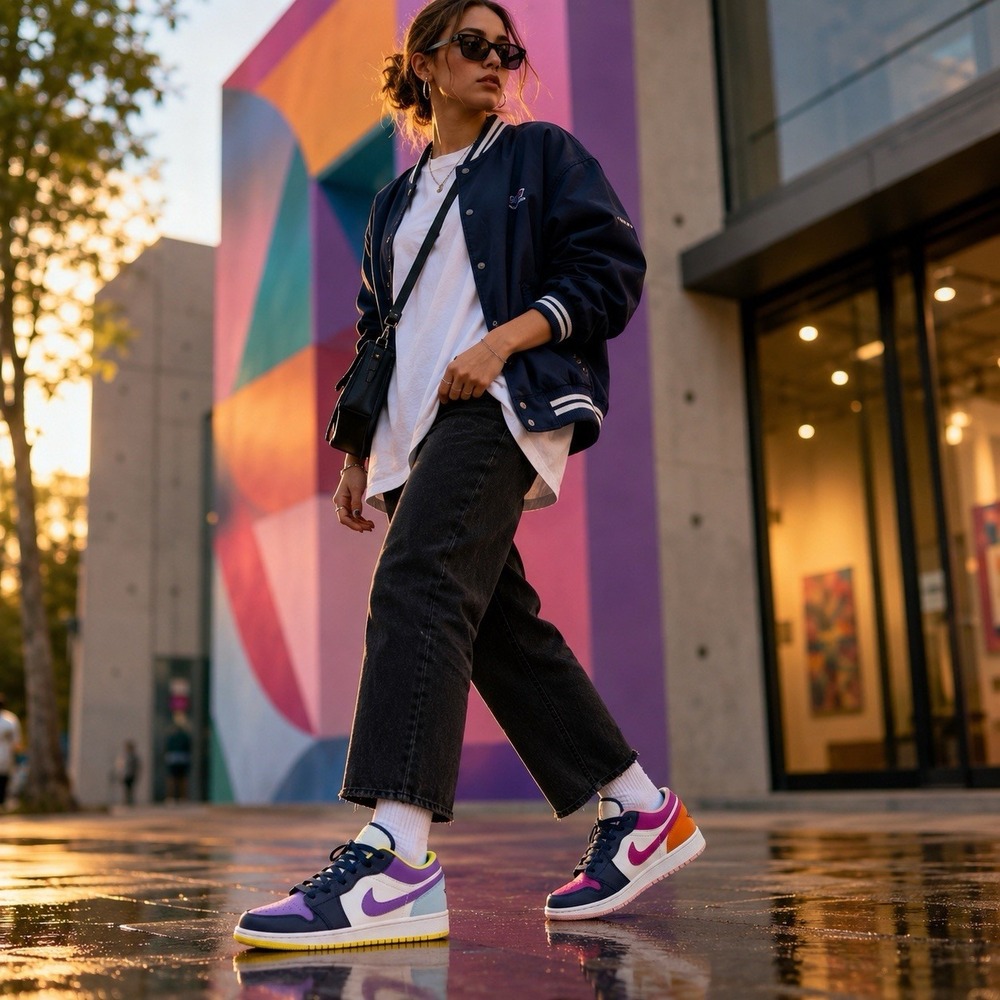 Air Jordan 1 Low SE Mismatched Purple Magenta Youth 6.5Y Women's 8 DJ4342-400 - Picture 3 of 10